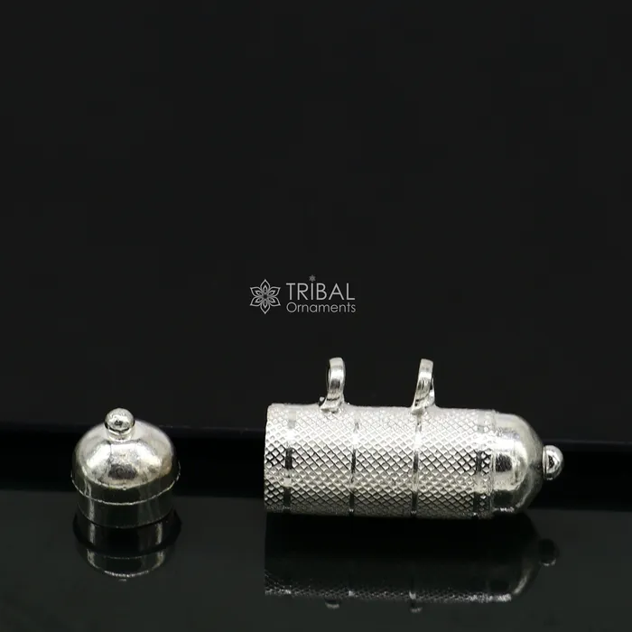 Unique sterling silver handmade gorgeous round shape vintage amulet box pendant mantra box silver tabiz kavacham tribal jewelry nsp591 TRIBAL ORNAMENTS Necklaces