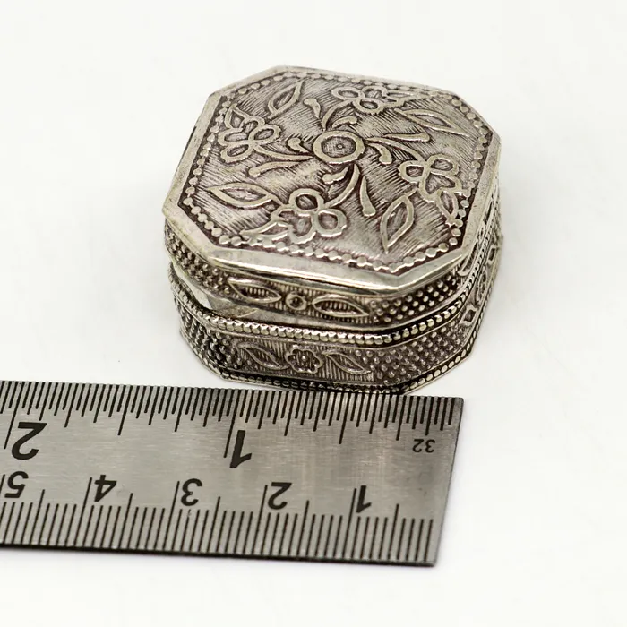 Vintage antique design Solid silver handmade trinket box eye kajal box container box kumkum box sindur box best brides gift stb110 TRIBAL ORNAMENTS Necklaces