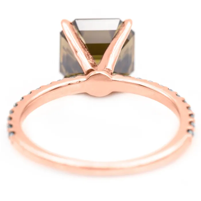 Vintage Cognac Asscher Moissanite 4 Prongs Diamond Accent Ice Solitaire Ring Fire Brilliance Rings