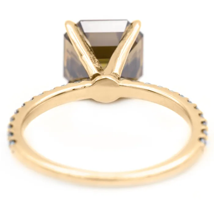 Vintage Cognac Asscher Moissanite 4 Prongs Diamond Accent Ice Solitaire Ring Fire Brilliance Rings