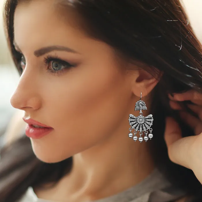 Vintage design 925 sterling silver handmade fabulous peacock hoops earrings with hanging bells tribal jewelry belly dance india s340 TRIBAL ORNAMENTS Earrings Vintage design 925 sterling silver handmade fabulous peacock hoops earrings with hanging bells tribal jewelry belly dance india s340 TRIBAL ORNAMENTS Earrings
