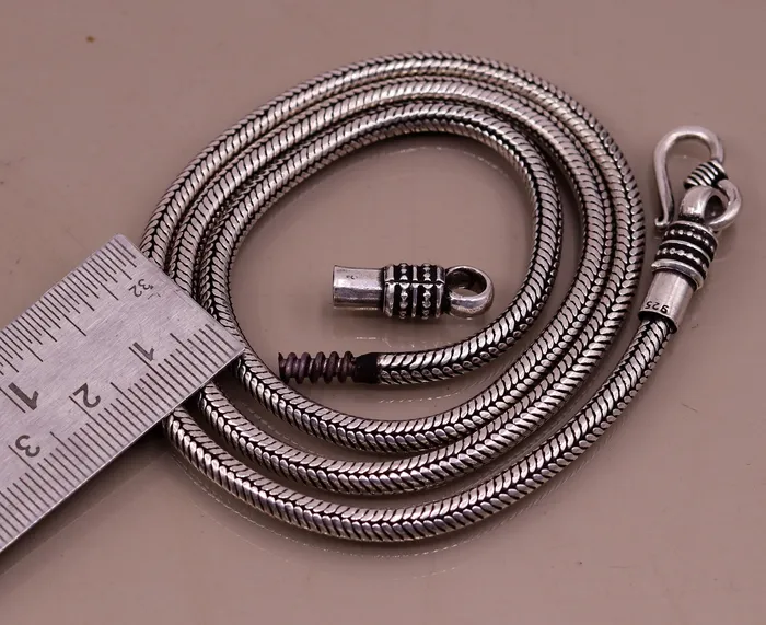 Vintage design 925 sterling silver handmade snake chain screw chain pendant chain excellent oxidized silver necklace tribal jewelry ch68 TRIBAL ORNAMENTS Necklaces