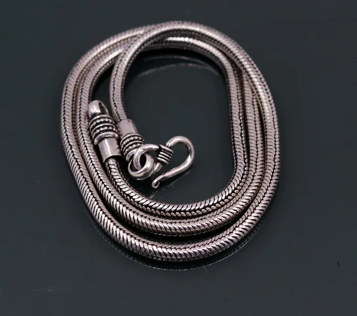 Vintage design 925 sterling silver handmade snake chain screw chain pendant chain excellent oxidized silver necklace tribal jewelry ch68 TRIBAL ORNAMENTS Necklaces