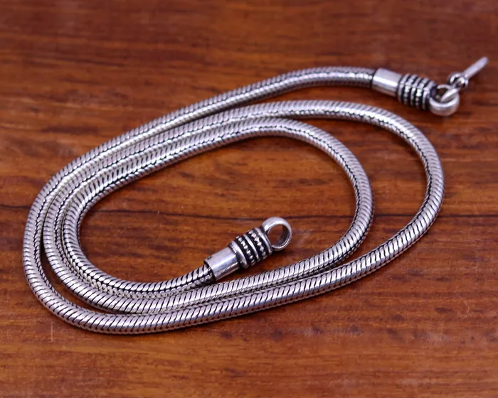 Vintage design 925 sterling silver handmade snake chain screw chain pendant chain excellent oxidized silver necklace tribal jewelry ch68 TRIBAL ORNAMENTS Necklaces