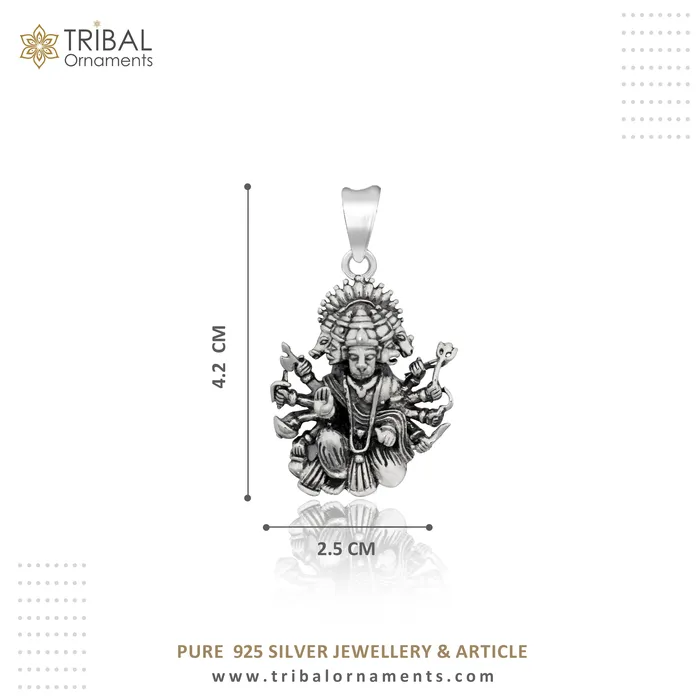 Vintage trendy 925 sterling silver handmade Panch mukhi hanuman pendant amazing stylish unisex pendant locket personalized jewelry ssp438 TRIBAL ORNAMENTS Necklaces