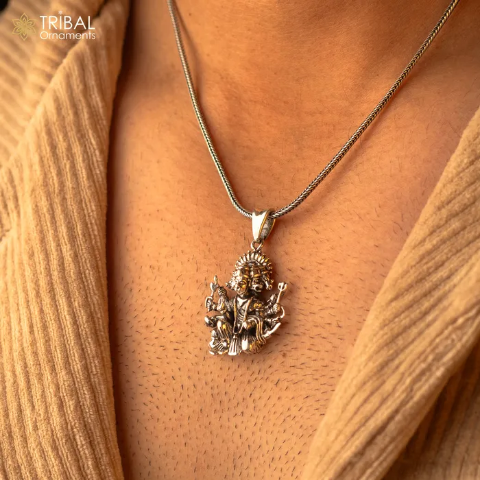 Vintage trendy 925 sterling silver handmade Panch mukhi hanuman pendant amazing stylish unisex pendant locket personalized jewelry ssp438 TRIBAL ORNAMENTS Necklaces