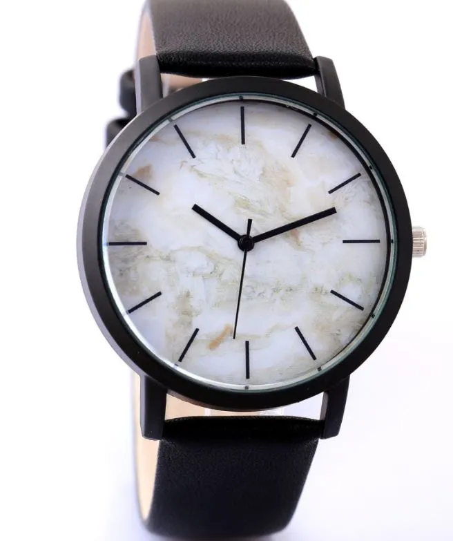W431 Black Band Gray Marble Crackle Collection Quartz Watch POLLY Rings
