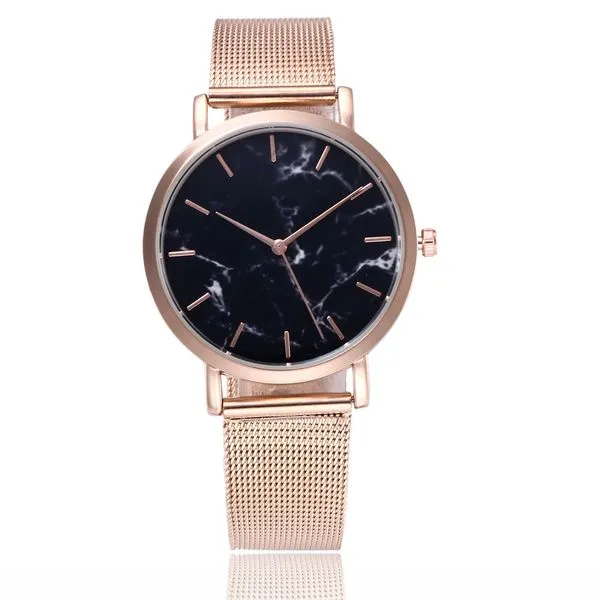 Watches W204 Rose Gold Mesh Crackle Collection Quartz Watch 01