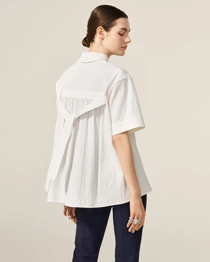 White Martina Shirt ADEAM Rings White Martina Shirt ADEAM Rings