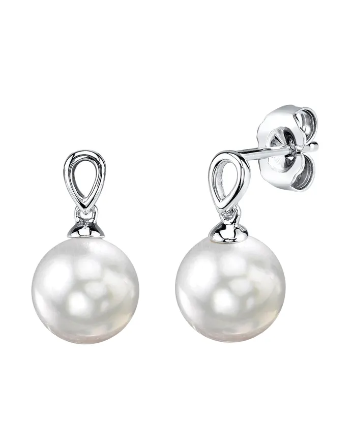 White South Sea Pearl Sugar Dangle Earrings spt Earrings
