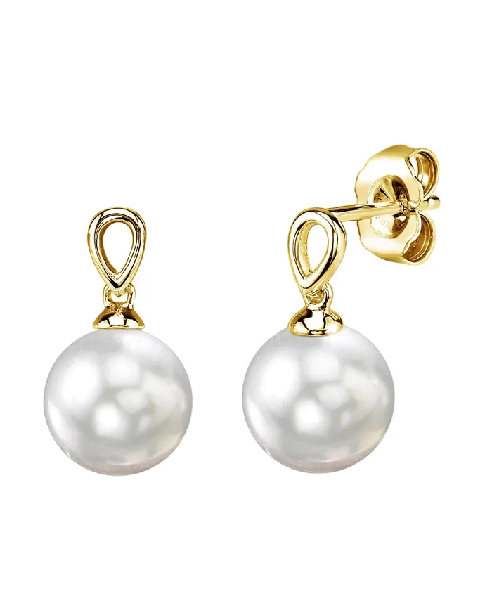 White South Sea Pearl Sugar Dangle Earrings spt Earrings