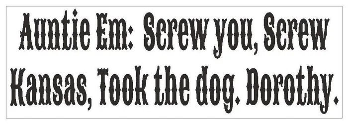 Winter Park Products Earrings STD171 Auntie Em Dorothy Funny Bumper Sticker