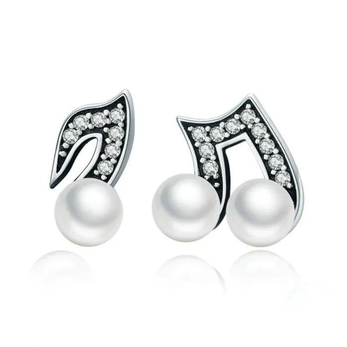 WOSTU Official Store Crystal Calligraphy Eighths Silver Studs Rings