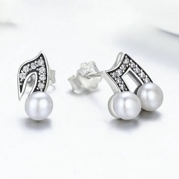 WOSTU Official Store Crystal Calligraphy Eighths Silver Studs Rings