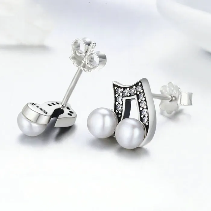 WOSTU Official Store Crystal Calligraphy Eighths Silver Studs Rings