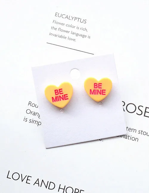 Z106 Peach Be Mine Acrylic Valentine Heart Earrings 02 Earrings